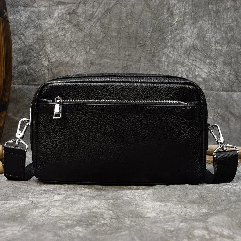 Soft Cow Leather Business Handbag Large Capacity Black