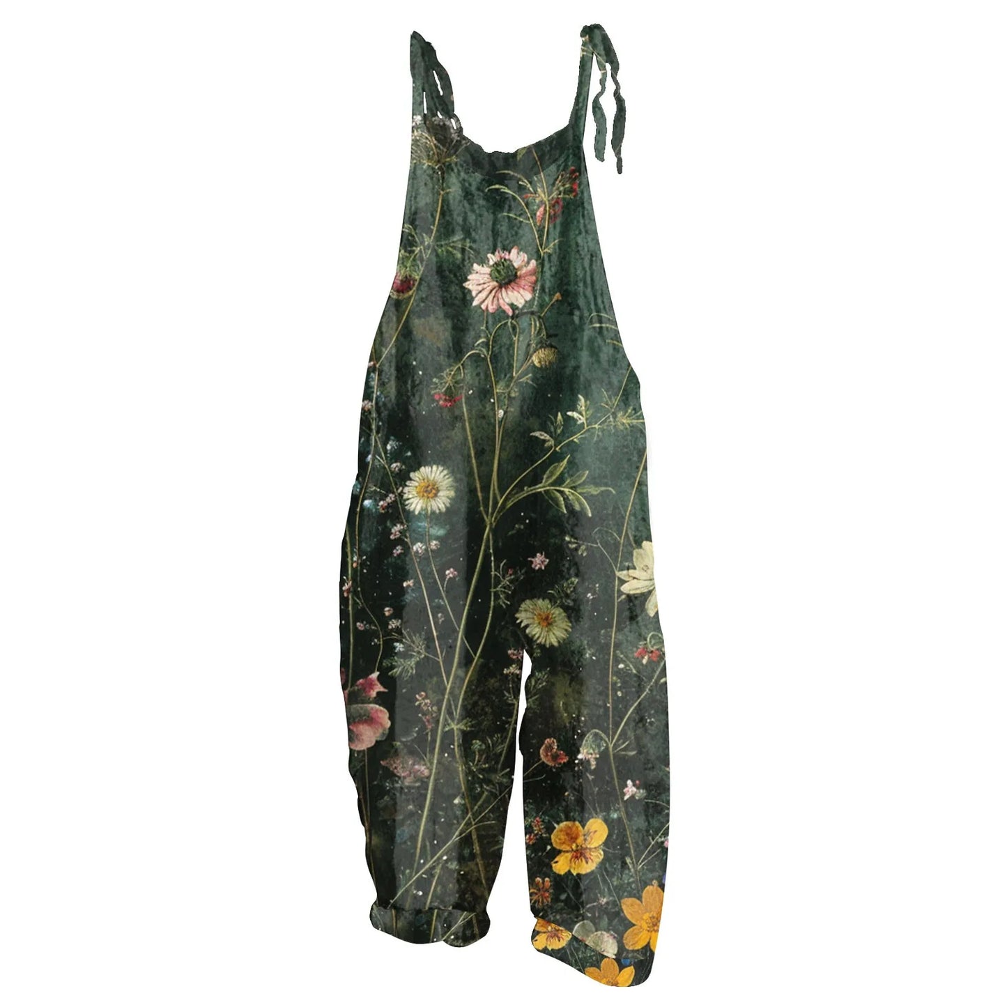 Floral Print Womens Jumpsuit Casual Loose Shoulder Strap