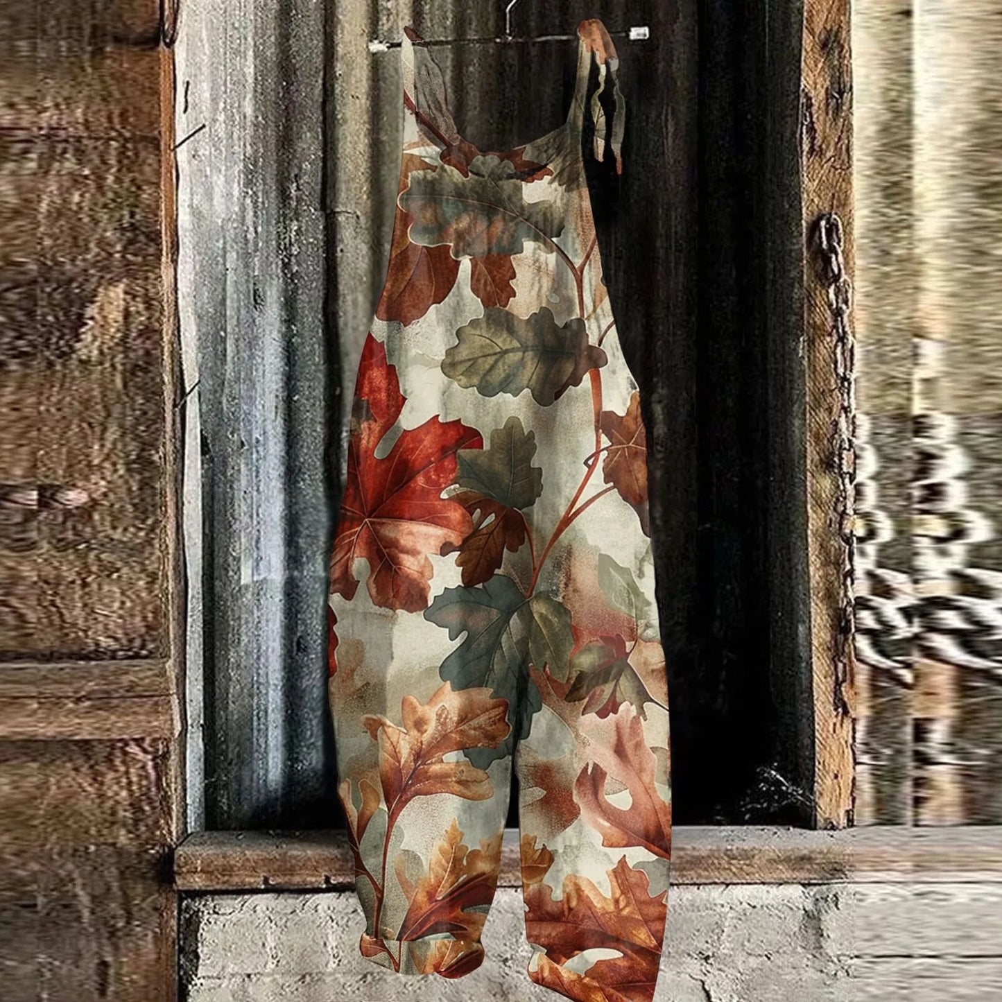 Floral Print Womens Jumpsuit Casual Loose Shoulder Strap