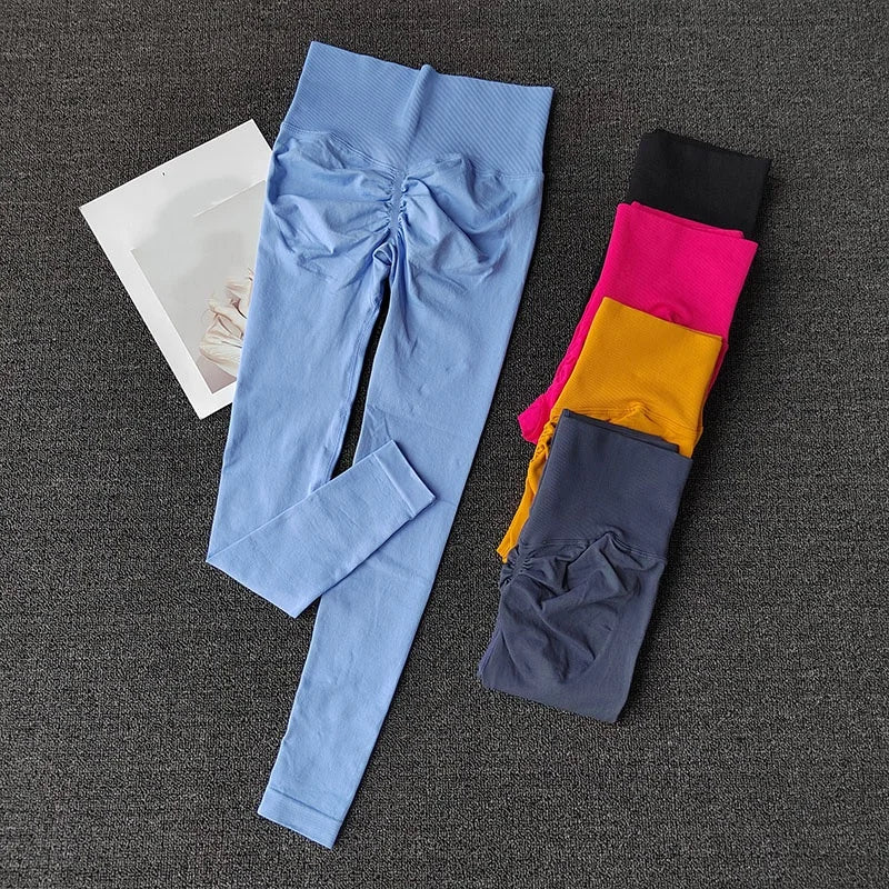 ليغينغز يوغا سلس بخصر عالٍ ورفع للصدر للنساء للياقة البدنية