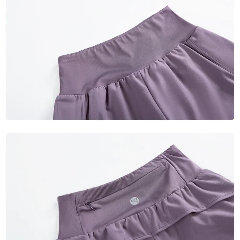 DRUR Womens Seamless High Waist Yoga Leggings 2 In 1