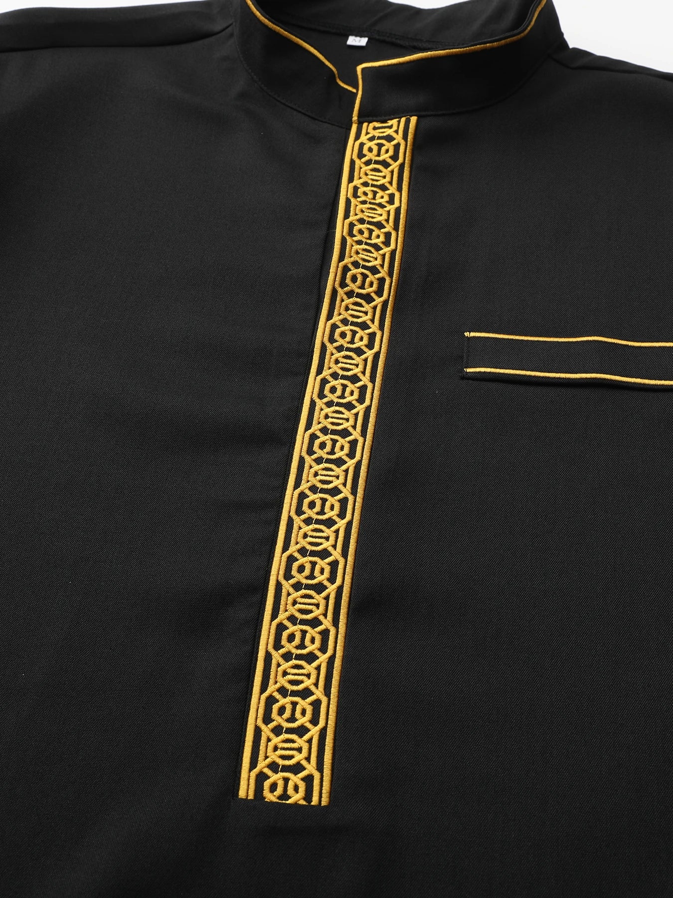 Embroidered Arabic Thobe For Men Stand Collar Elegant Robe
