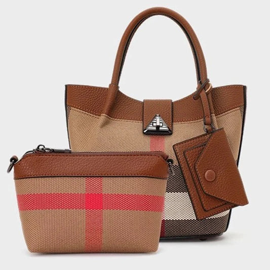 Tote Bag For Women Genuine Leather Canvas Adjustable Strap