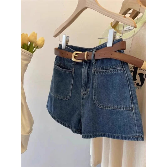 Plus Size High Waist Wide Leg Jeans Women Blue Denim Retro