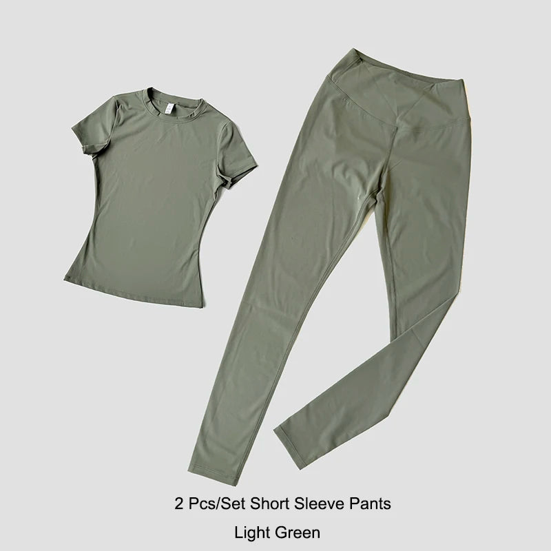 Yoga Set Women Sportswear Crop Top Legging Gym Outfit