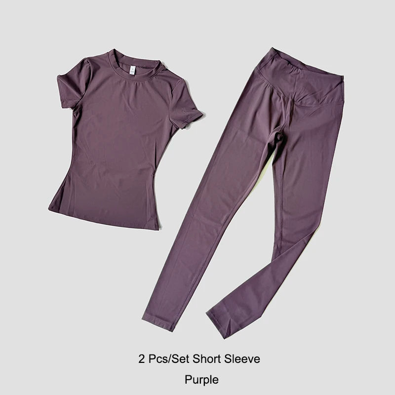 Yoga Set Women Sportswear Crop Top Legging Gym Outfit