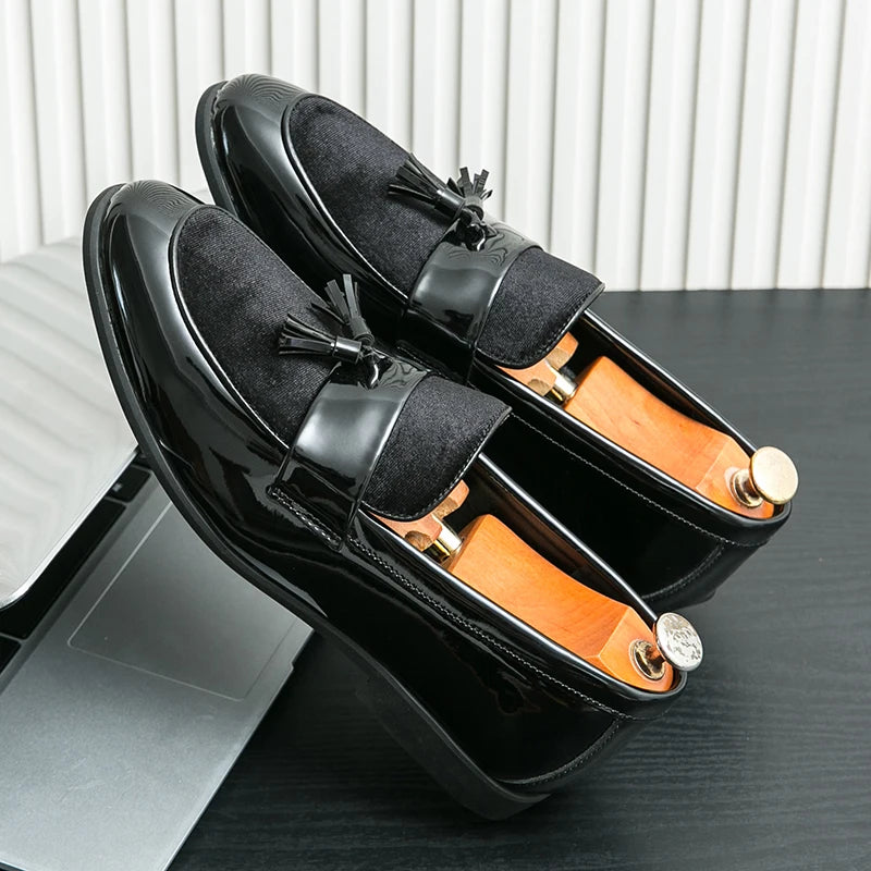 Mens Tassel Leather Loafers Formal Dress Shoes Wedding