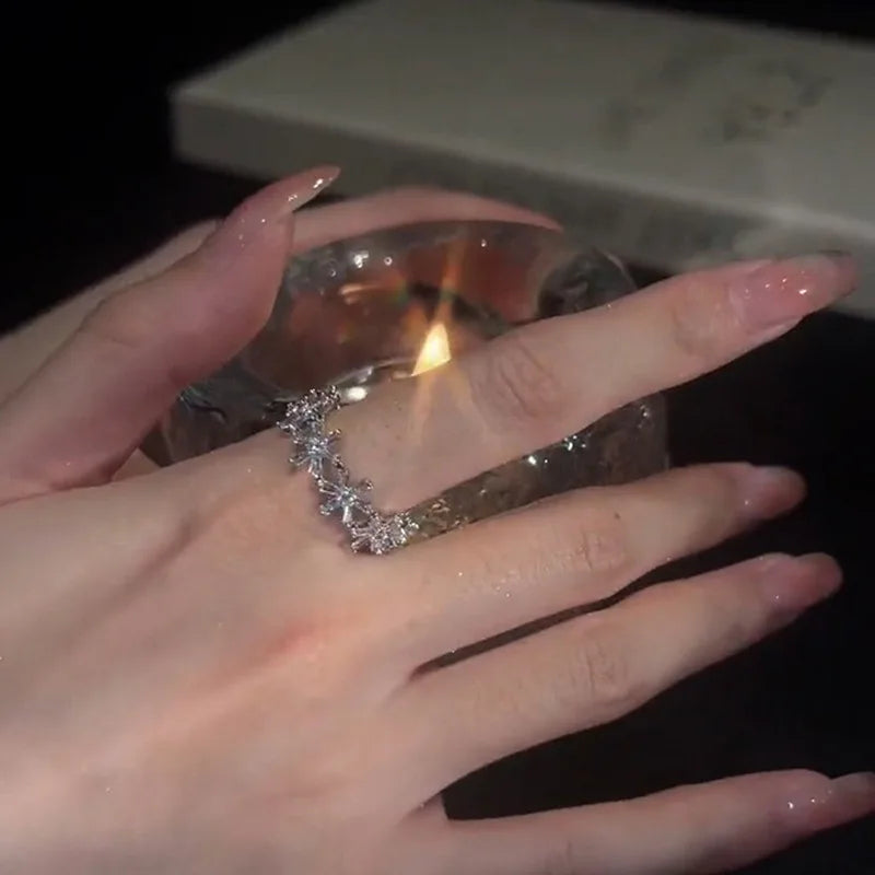 Two Color Black Heart Ring For Women Minimalist Punk Jewelry