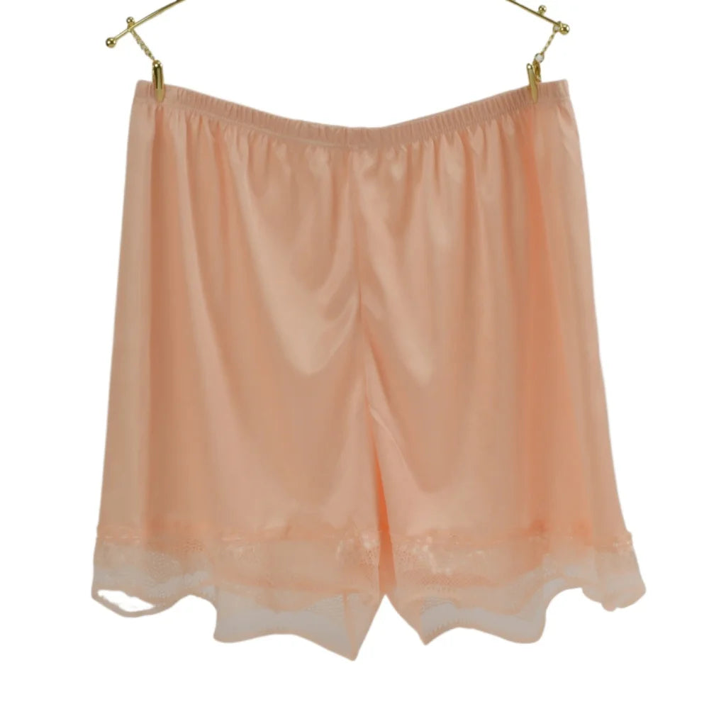 Womens Silk Sleep Shorts Breathable Pajama With Lace Trim