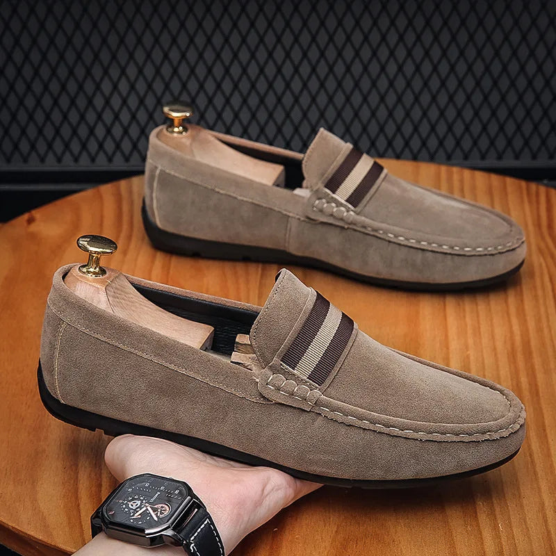 Spring Men Suede Loafers Casual Driving Shoes Moccasins