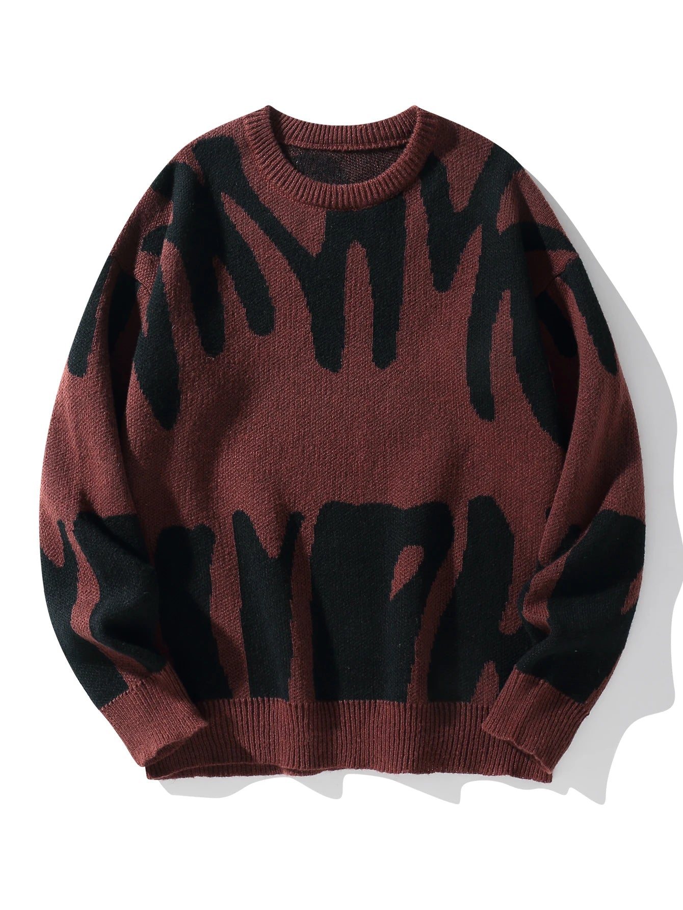 Autumn Winter Irregular Jacquard Pullover Sweater For Men