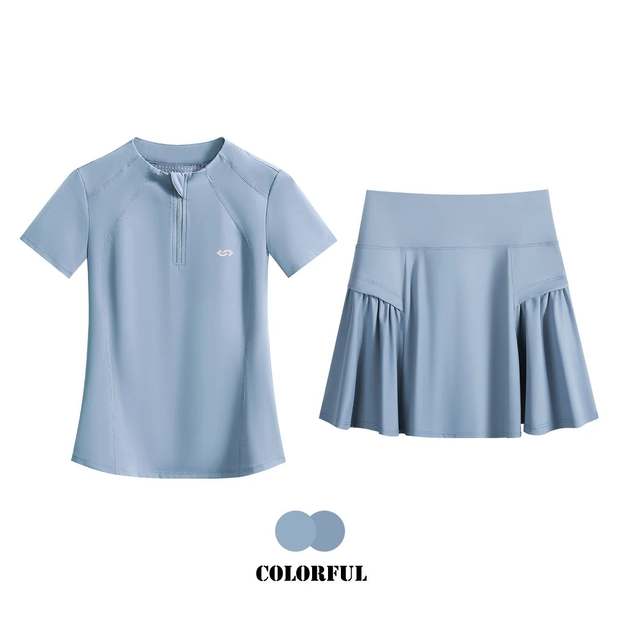 DRUR 2 Piece Tennis Skirt Set Women Summer Sports Outfit