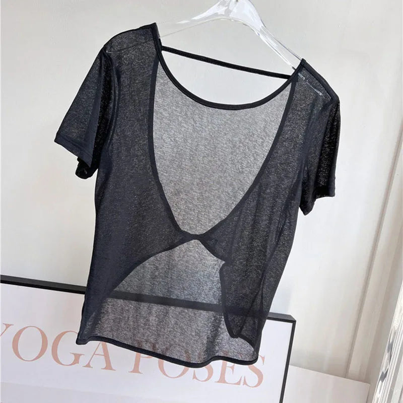 Womens Gym Tank Top Open Back Yoga Workout Wear For Women