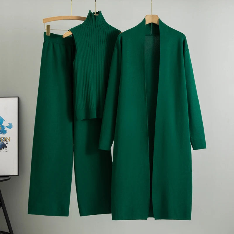 New 3 Piece Solid Tape Patch Tank Top Pants Set With Coat