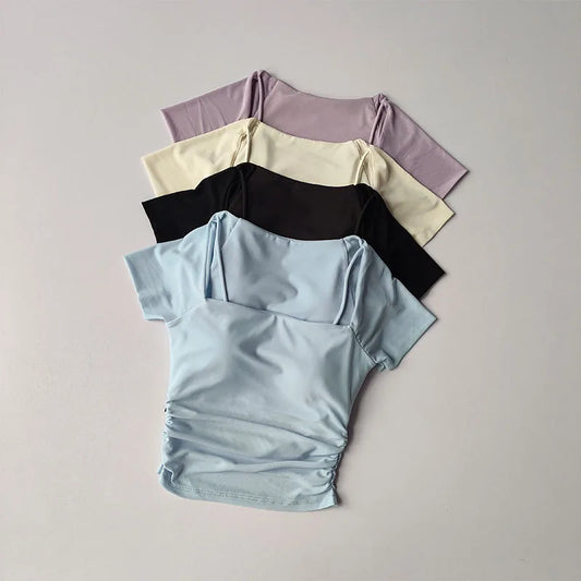 Summer Two Piece Yoga Dress Chest Cushion Sports Mesh Top