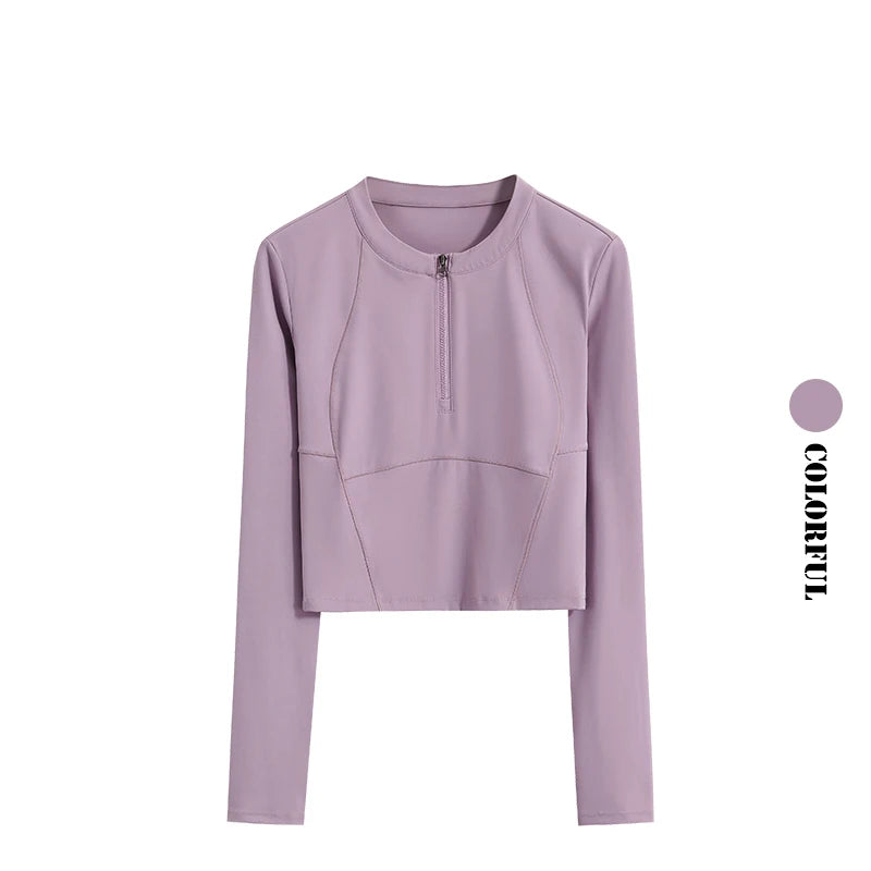 Drur Women Yoga Crop Top Long Sleeve Lightweight Sport Shirt