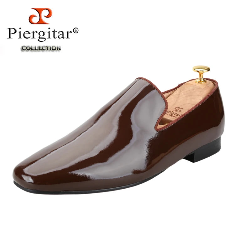 Piergitar 2025 Patent Leather Slip On Red Sole Shoes