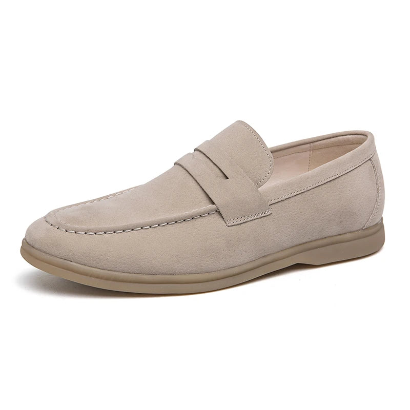 Spring Suede Loafers For Men Breathable Slip On Moccasins