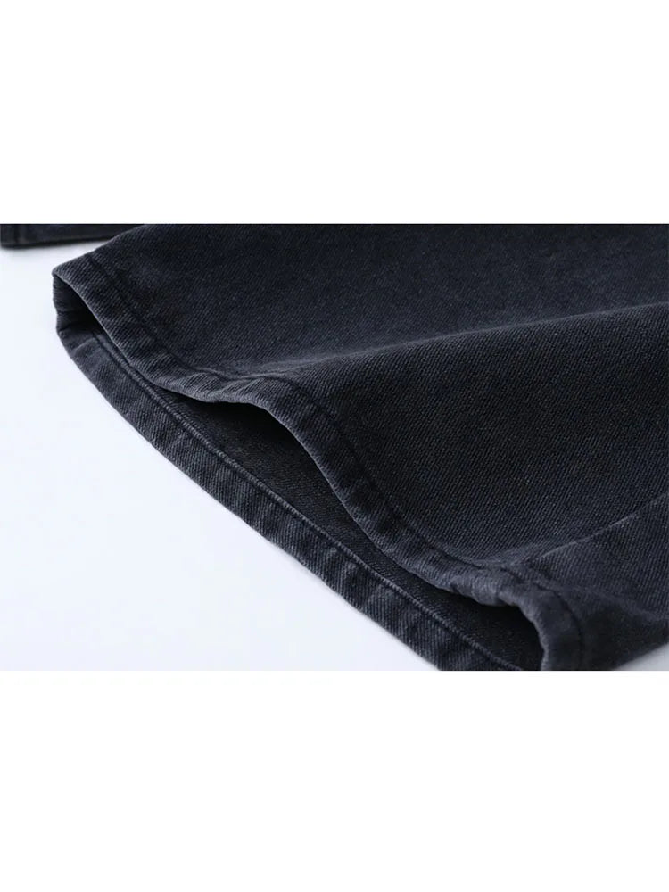 Plus Size High Waist Denim Shorts Button Wide Leg Summer