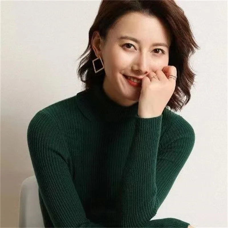Autumn Winter Thick Women Sweater Long Sleeve Turtleneck
