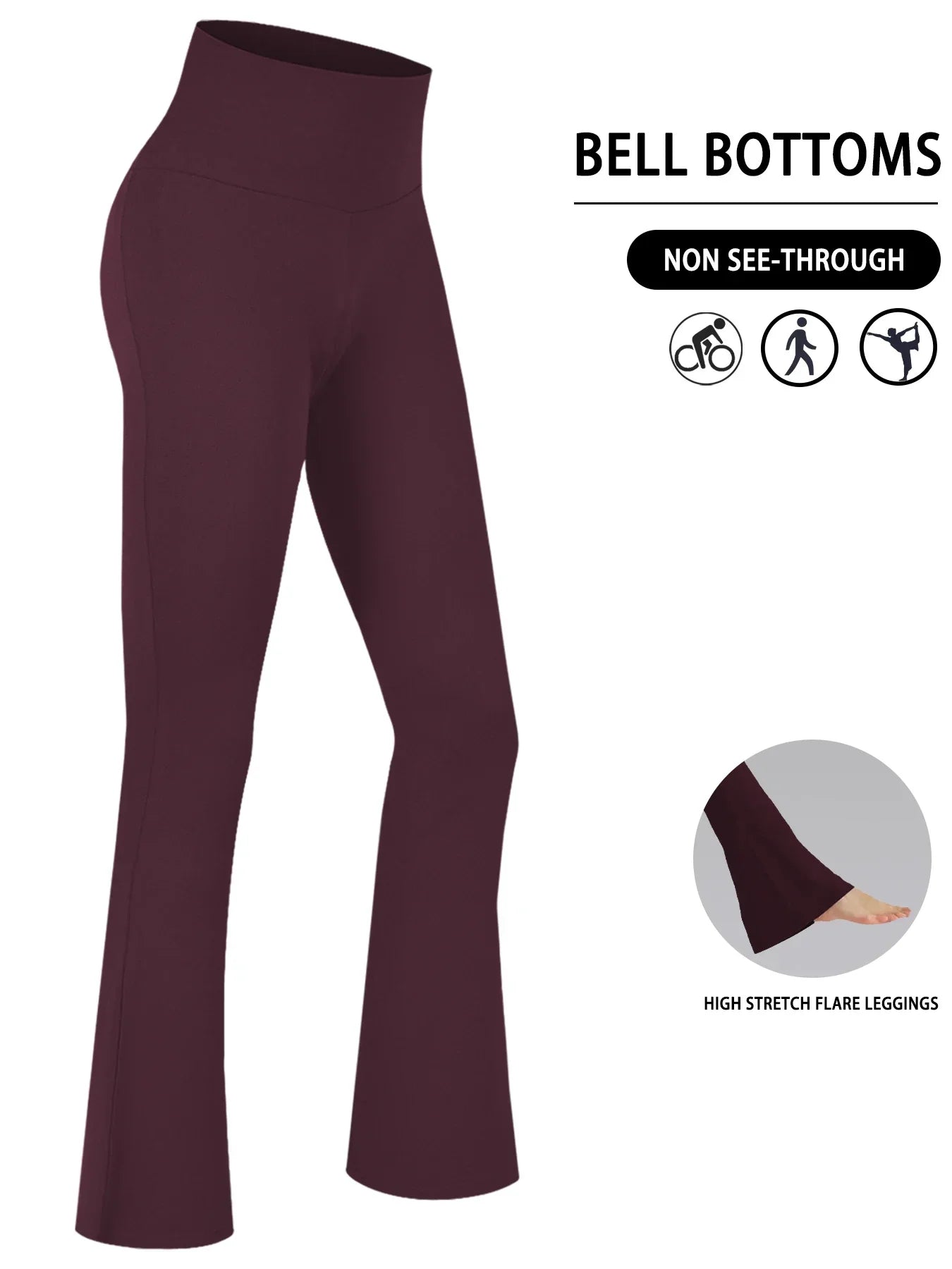 Womens Super Soft Flare High Waisted Tummy Control Leggings