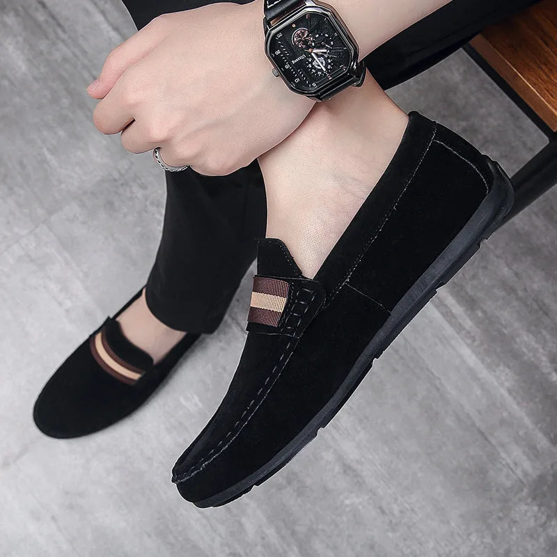 Spring Men Suede Loafers Casual Driving Shoes Moccasins