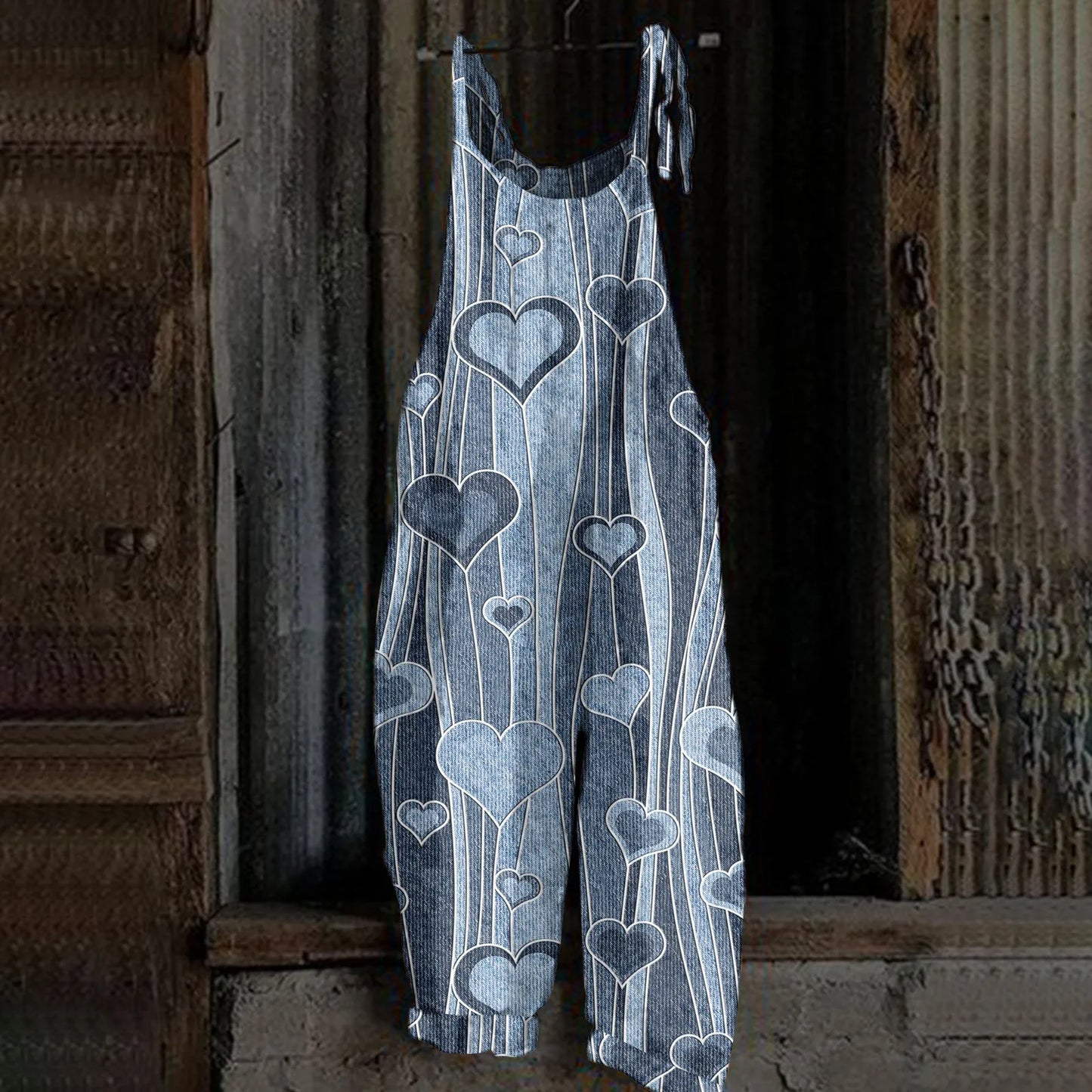 Womens Jumpsuit Print Casual Vintage Cotton Linen Summer