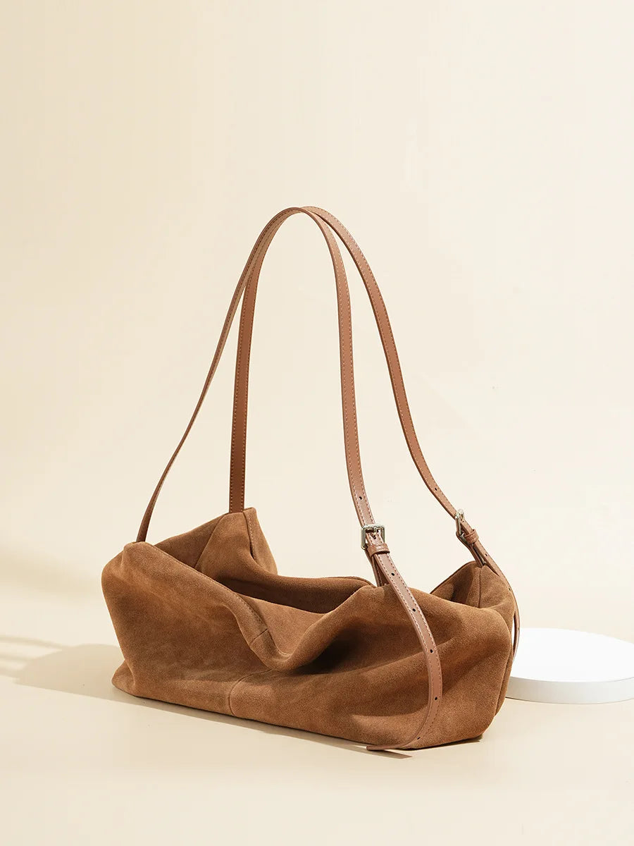 Autumn Winter Suede Tote Bag Frosted Cowhide Accents