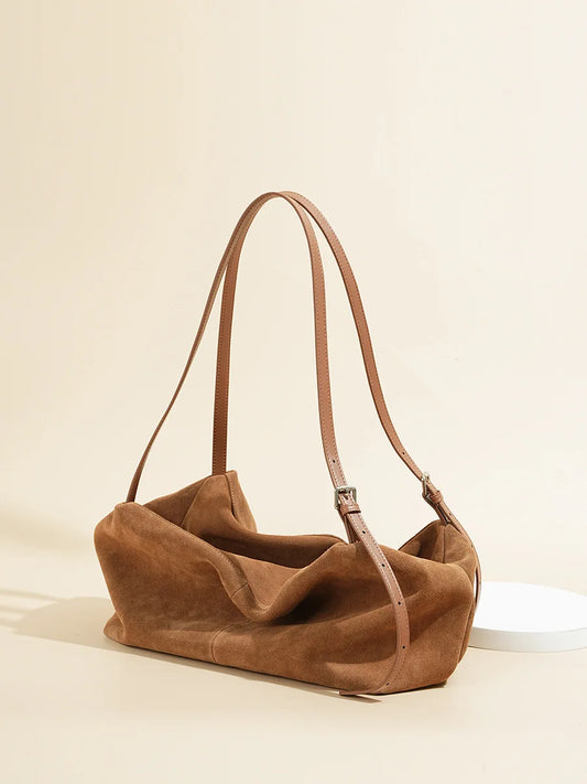 Autumn Winter Suede Tote Bag Frosted Cowhide Accents