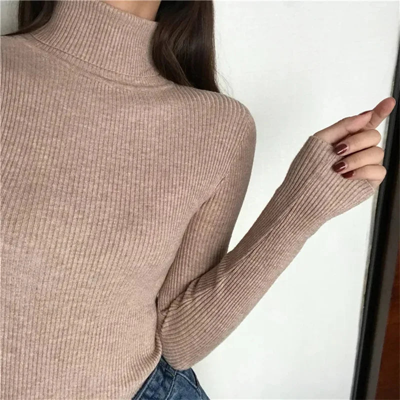 Autumn Winter Thick Women Sweater Long Sleeve Turtleneck