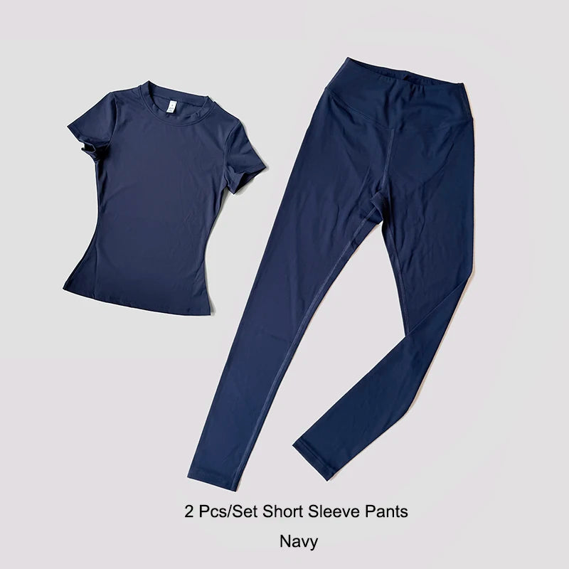 Yoga Set Women Sportswear Crop Top Legging Gym Outfit