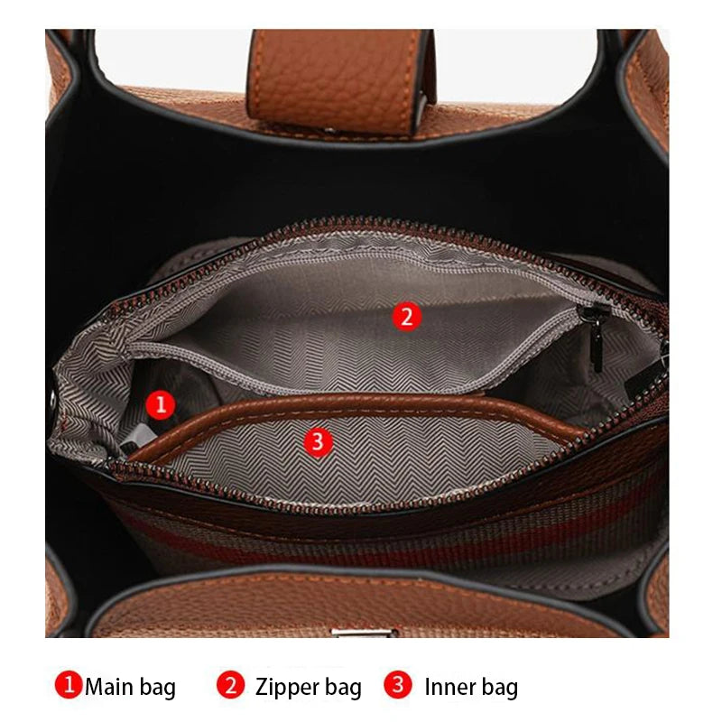 Tote Bag For Women Genuine Leather Canvas Adjustable Strap