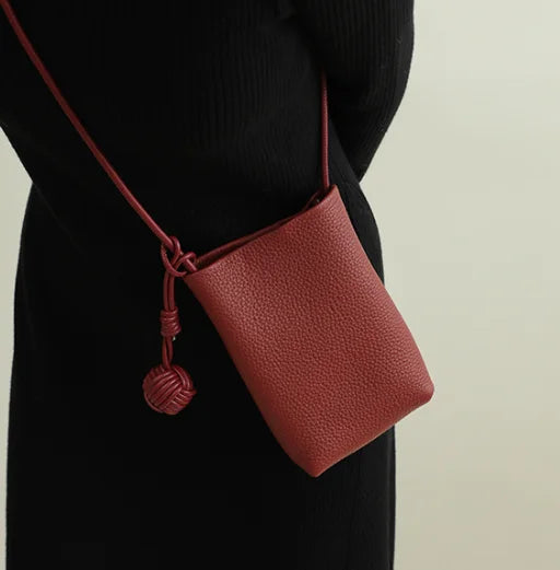 Genuine Leather Crossbody Bag Custom Initials Handwoven