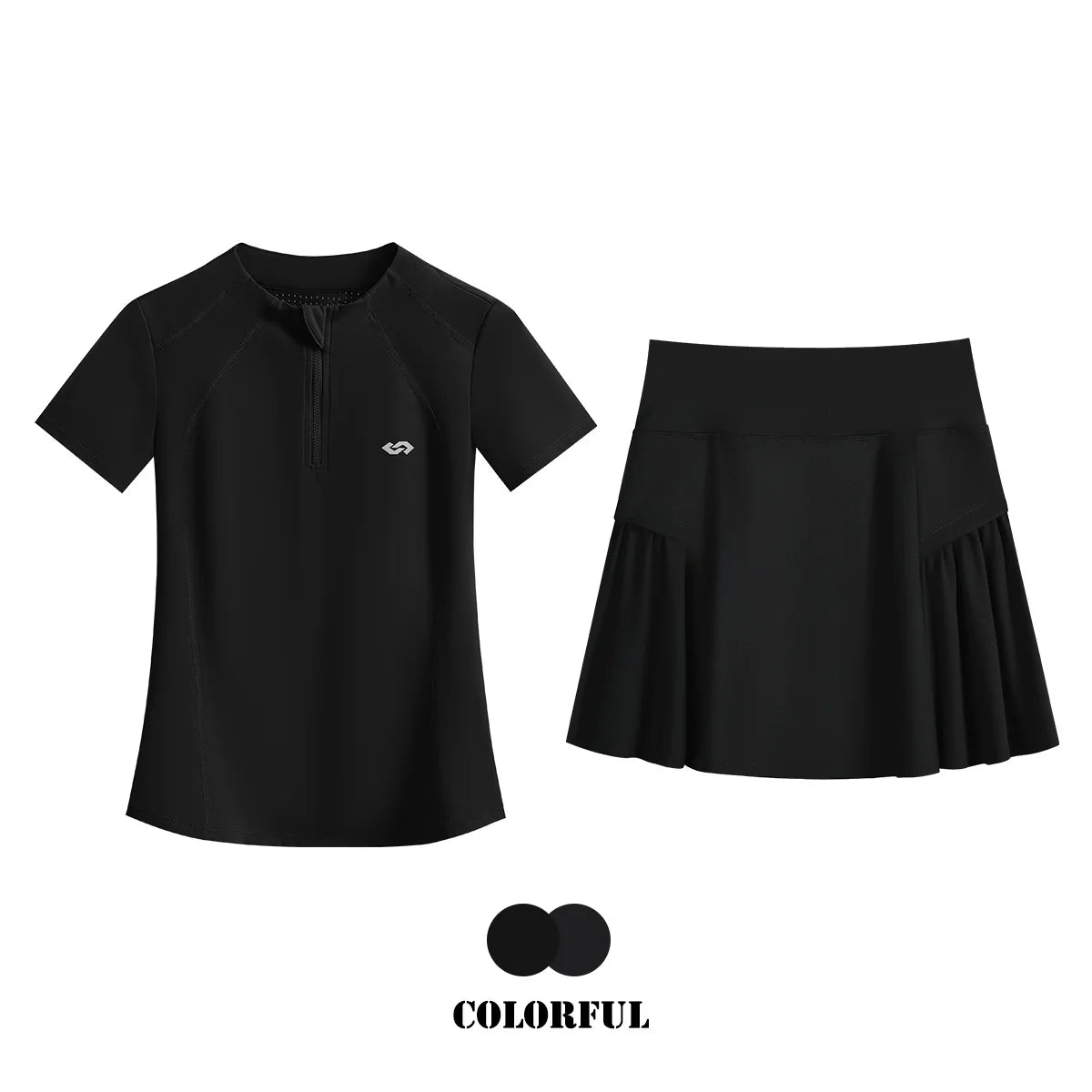 DRUR 2 Piece Tennis Skirt Set Women Summer Sports Outfit