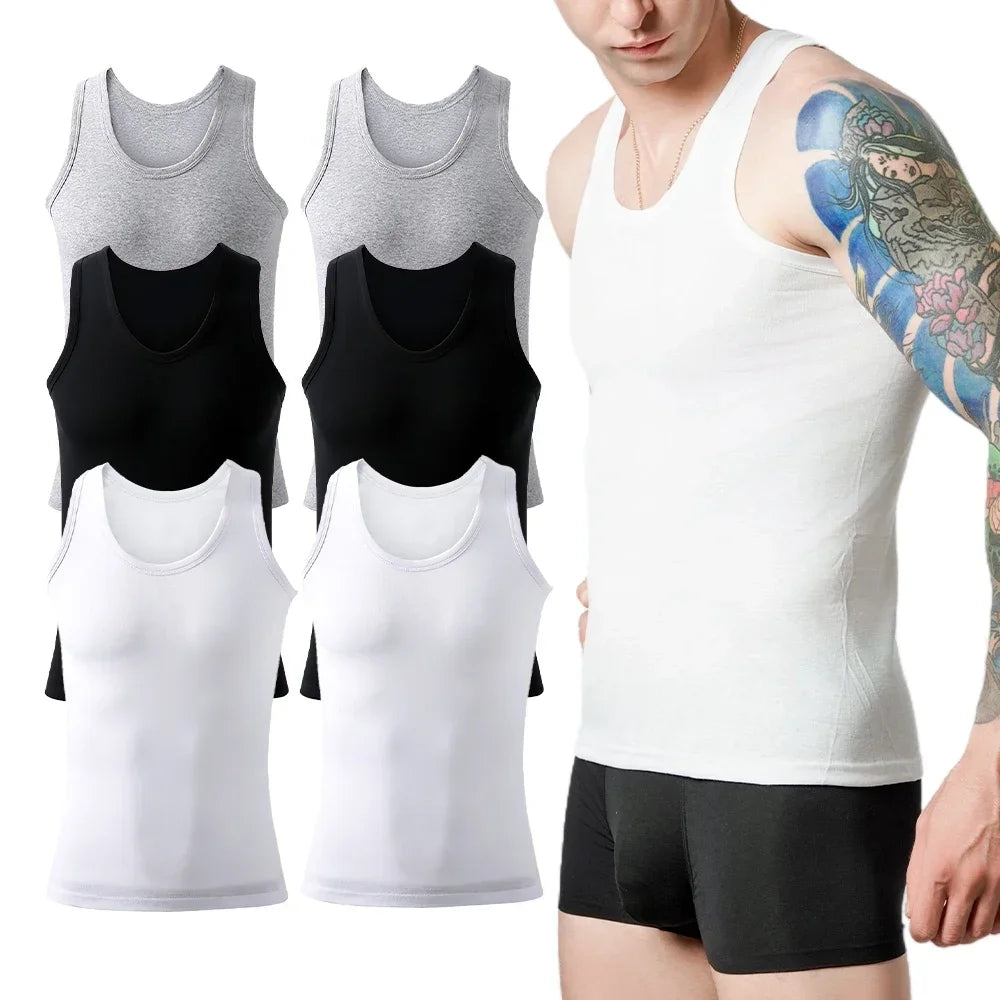 6 Pack Mens Cotton Athletic Tank Tops Breathable Wicking