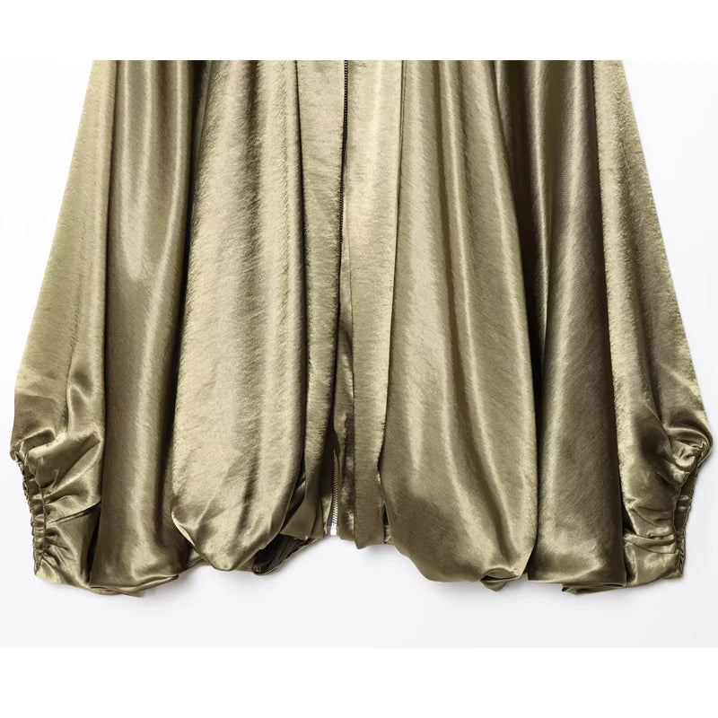 Mujer Ruched Bomber Jacket For Women Oversized Puffy Coat