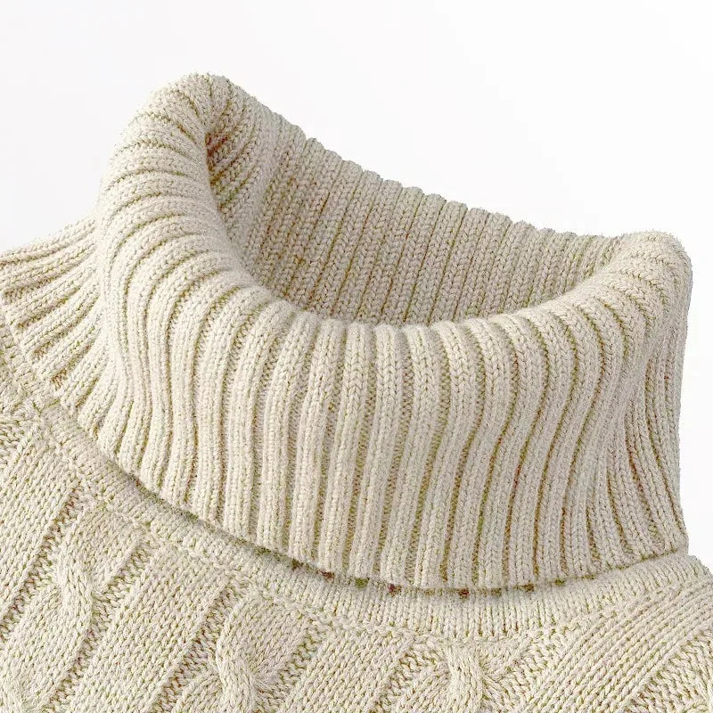 Autumn Mens Long Sleeve Knitted Sweater Slim Fit Turtleneck