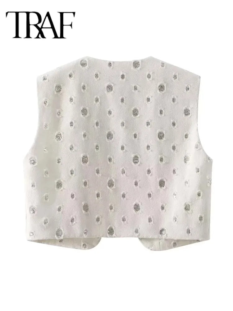 Traf Elegant Sequin Skirt Set For Women 2 Piece Vest Suit