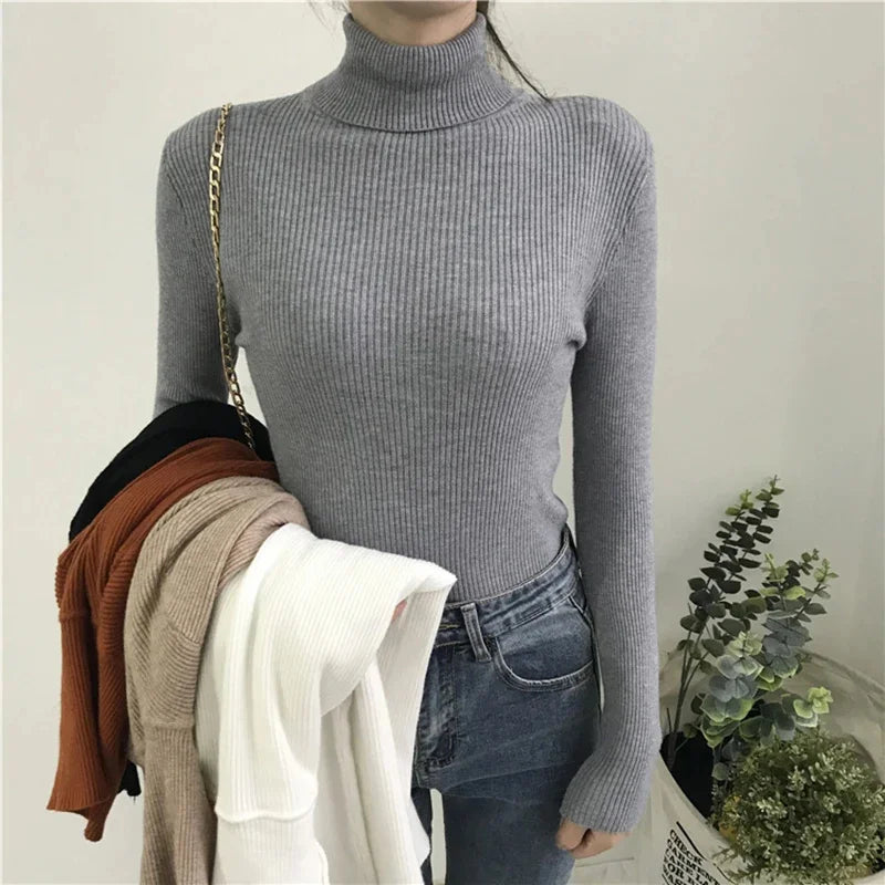 Autumn Winter Thick Women Sweater Long Sleeve Turtleneck