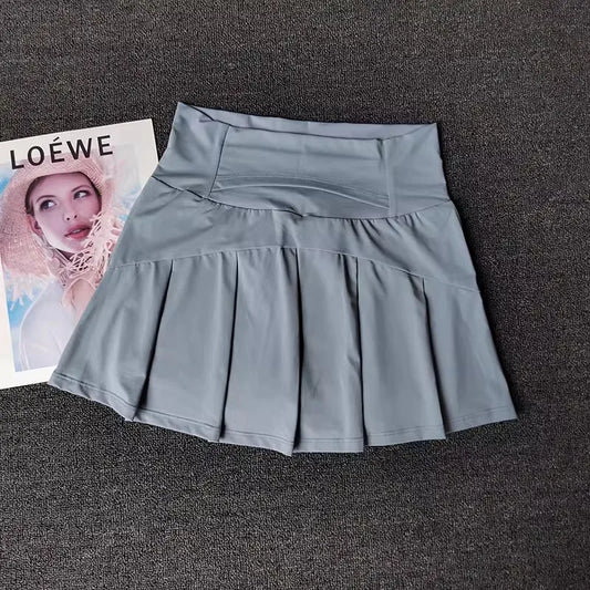 Women High Waist Tennis Skirt With Built In Shorts Gym Yoga