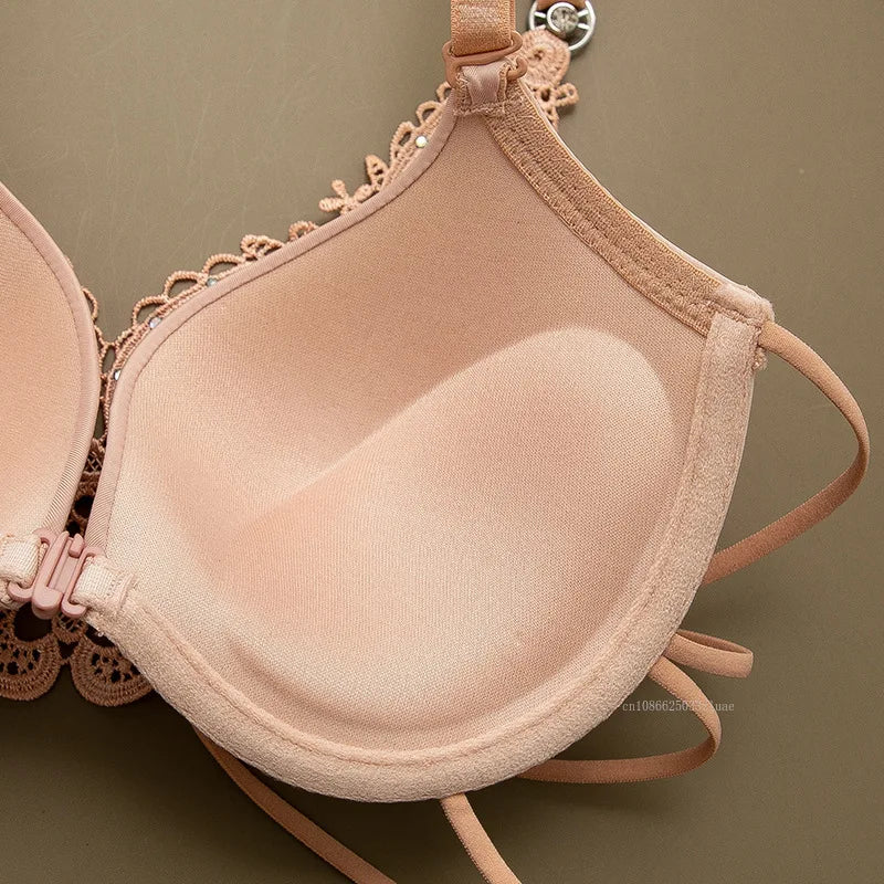 Sexy Silky Seamless Underwire Bra With Floral Embroidery