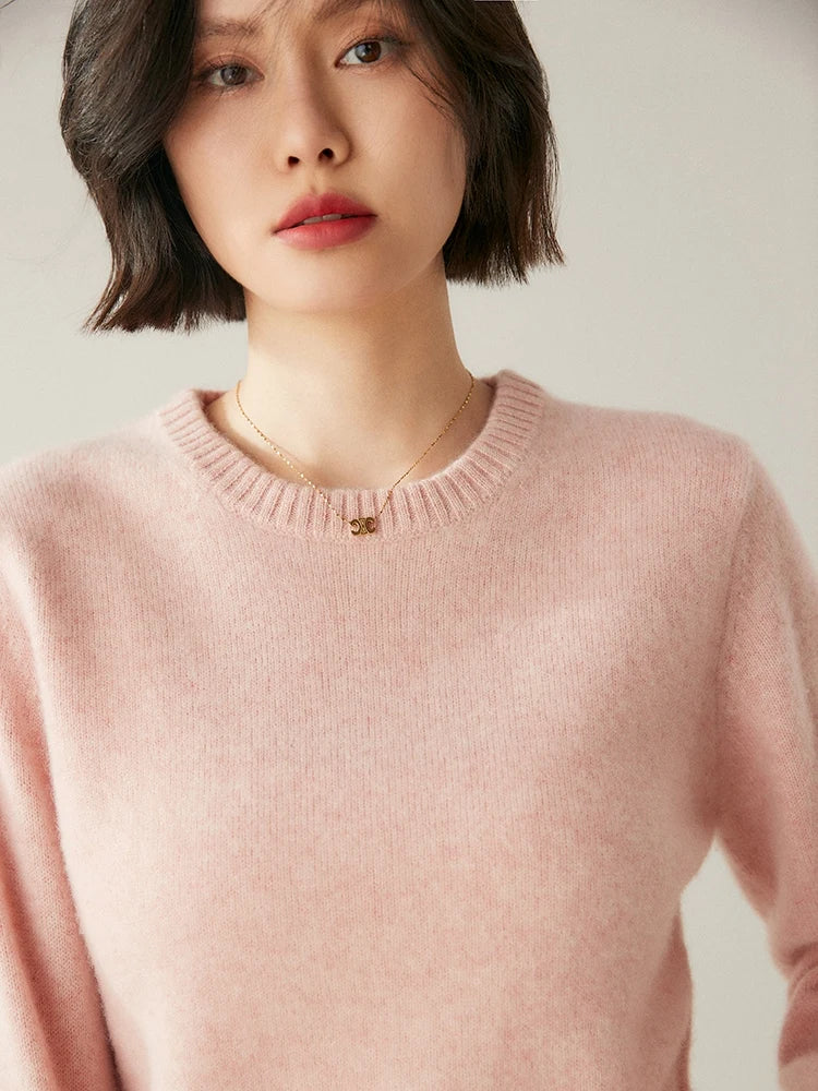Chic O Neck Cashmere Sweater For Women Solid Color Pullover