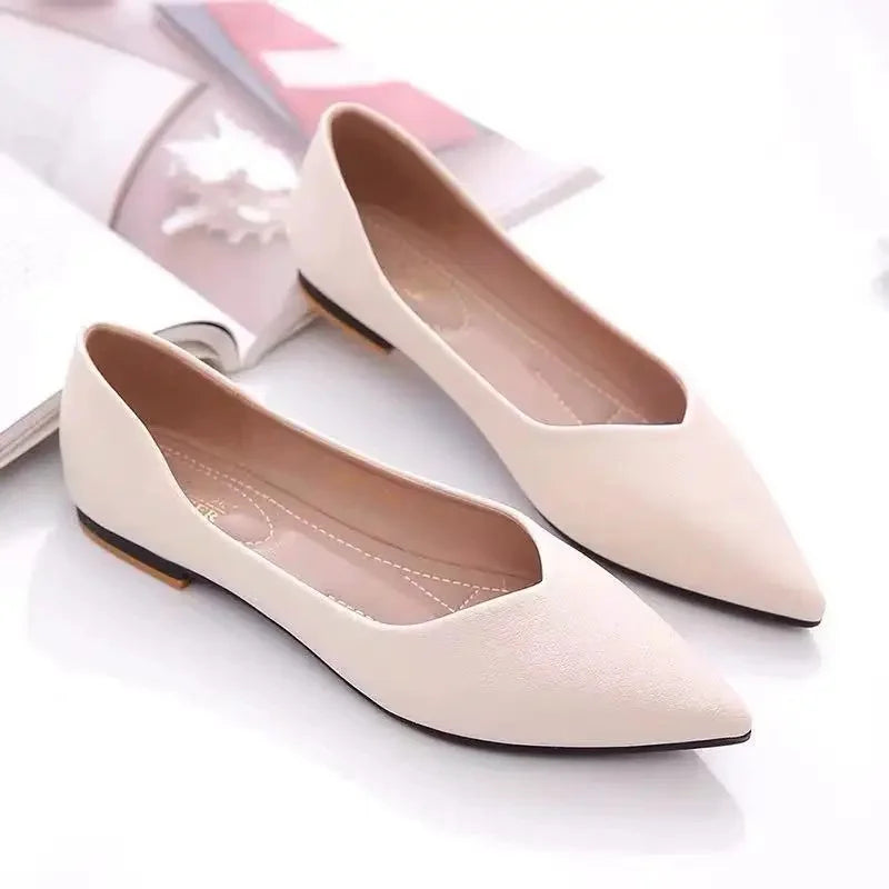 Spring Women Flat Shoes Pointed Toe Loafers Soft Bottom