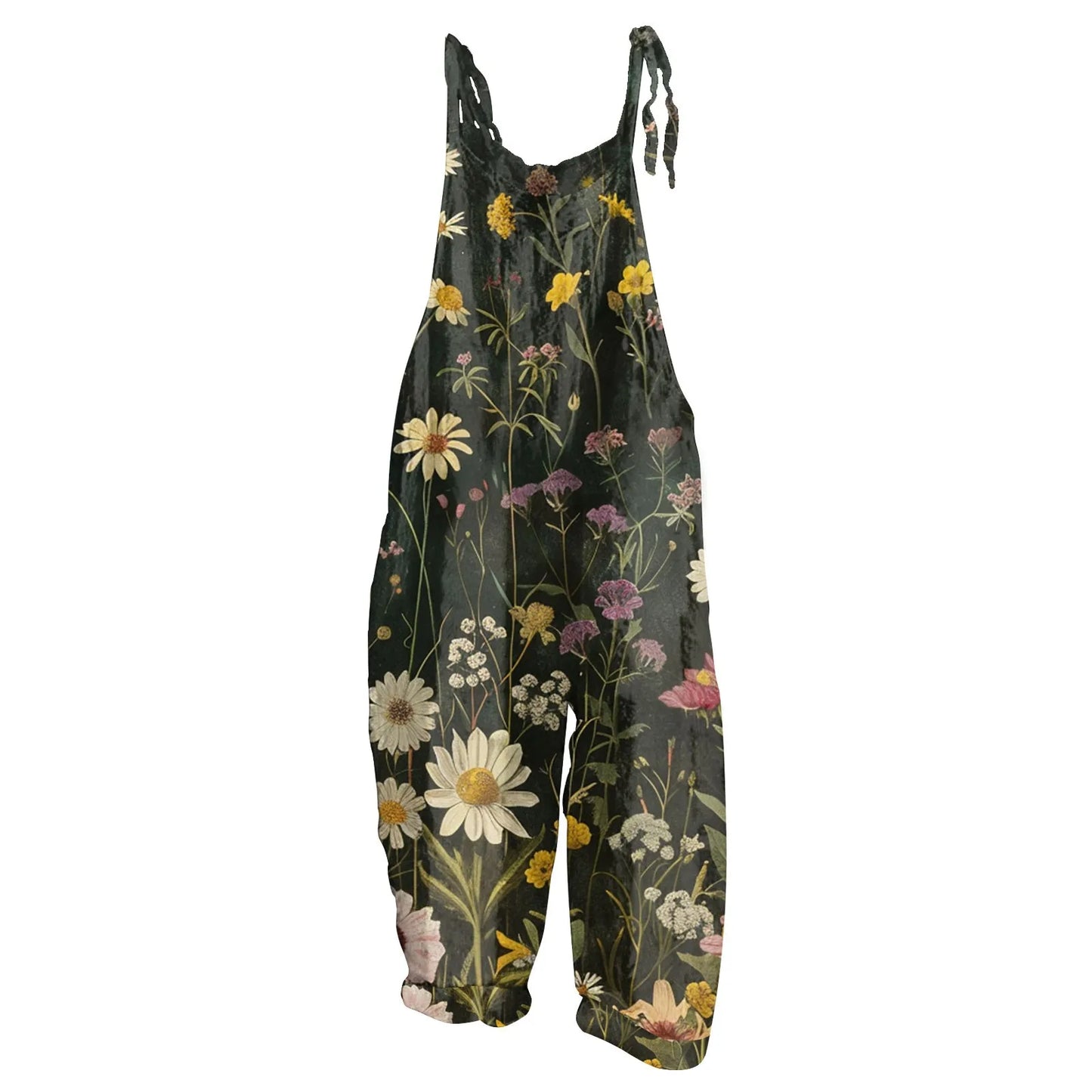 Floral Print Womens Jumpsuit Casual Loose Shoulder Strap