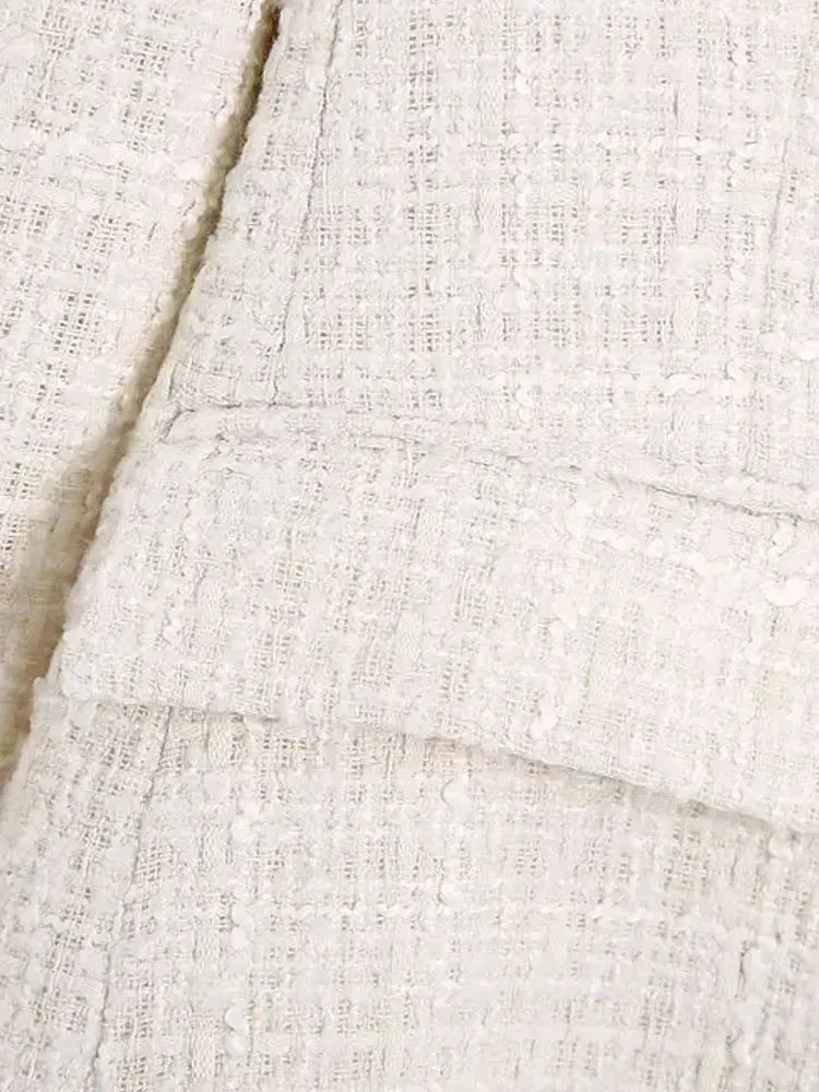 Tweed Double Breasted Blazer Coat Women Vintage Outerwear