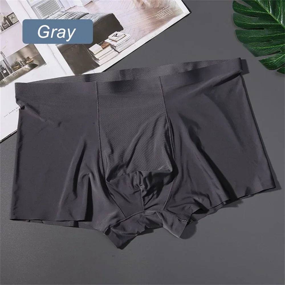 3 Pack Mens Ice Silk Seamless Breathable Plus Size Briefs