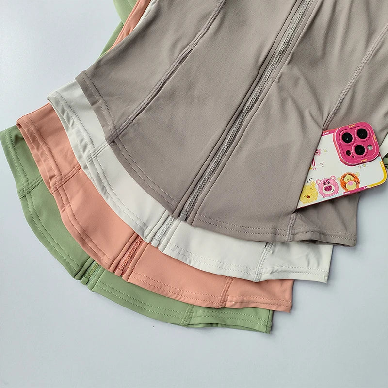 Women Yoga Jacket Long Sleeve Zip Front Hoodie Gym Top