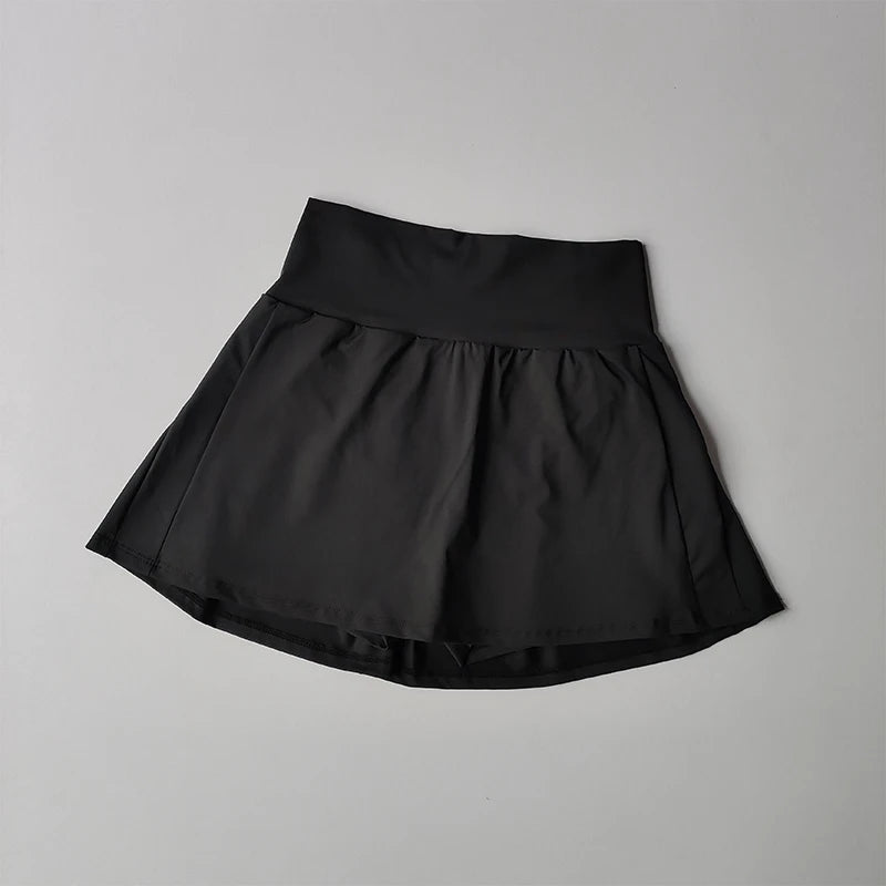 Women High Waist Tennis Skirt With Built In Shorts Gym Yoga