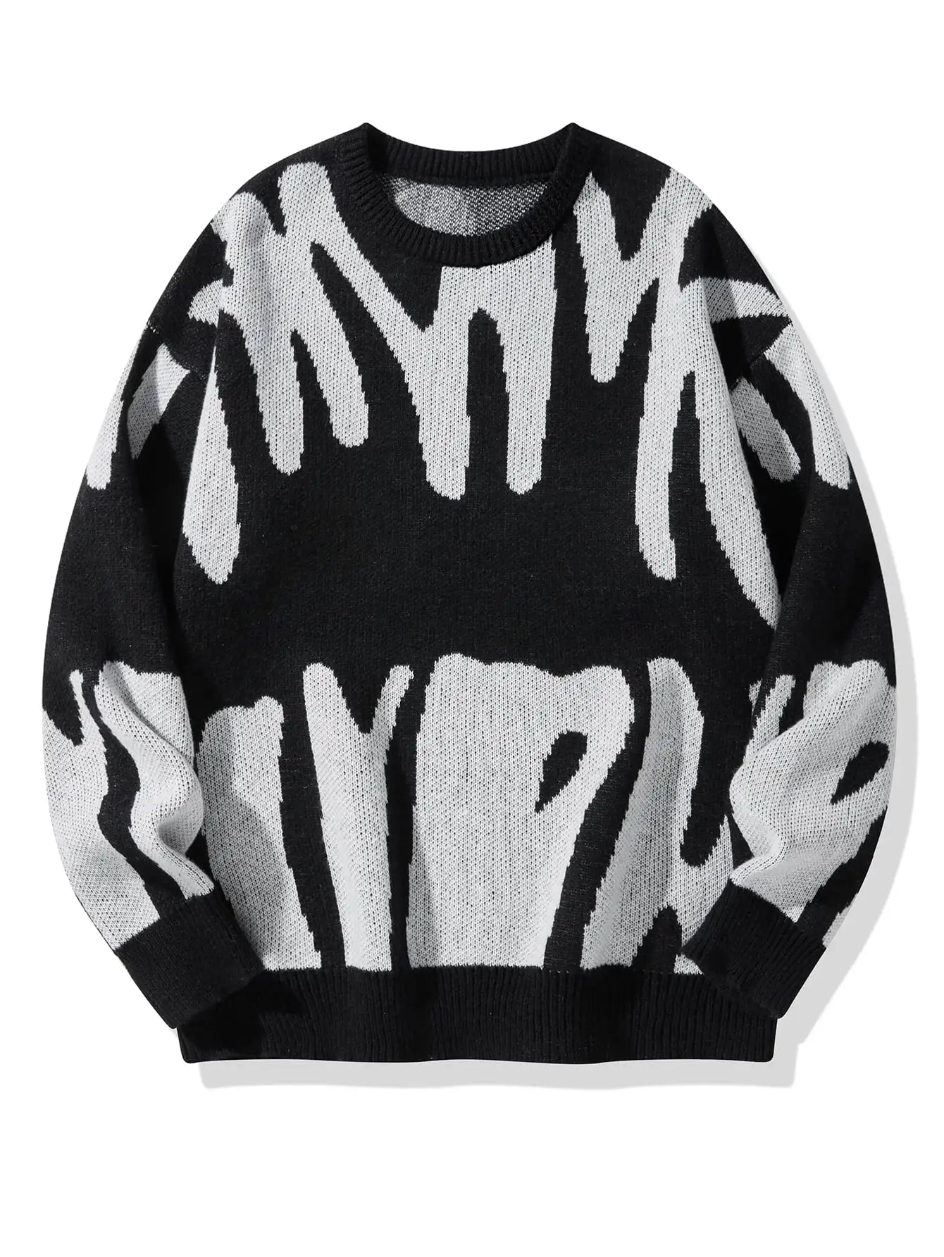 Autumn Winter Irregular Jacquard Pullover Sweater For Men