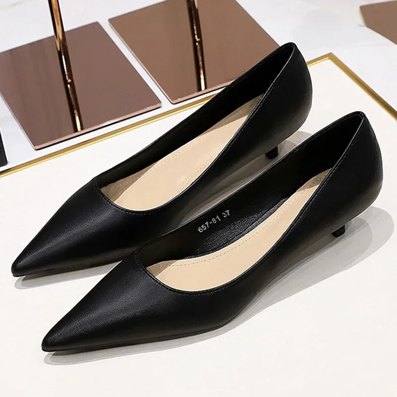 Spring 2024 Women High Heels 4cm Pointed Toe Office Pumps